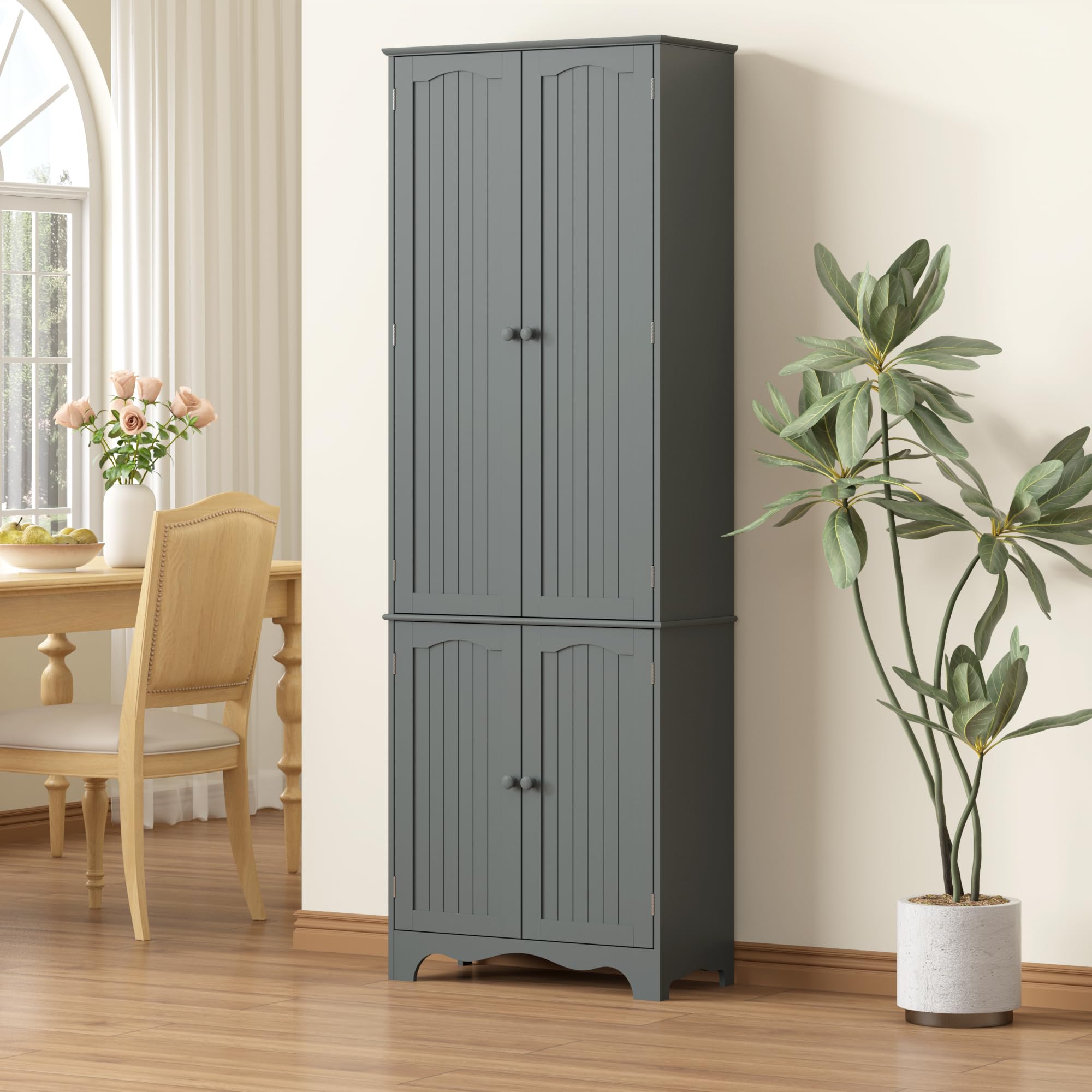 72'' Tall Kitchen Pantry Cabinet, Freestanding Storage Cabinet with Doors and Shelves