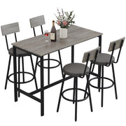 Dining Table Set for 4, 5-Piece Bar Table Set, Kitchen Table and Chairs