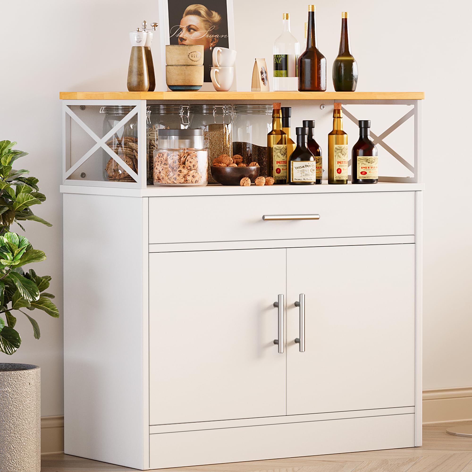 Buffet Cabinet, Kitchen Sideboard with Storage and Drawer