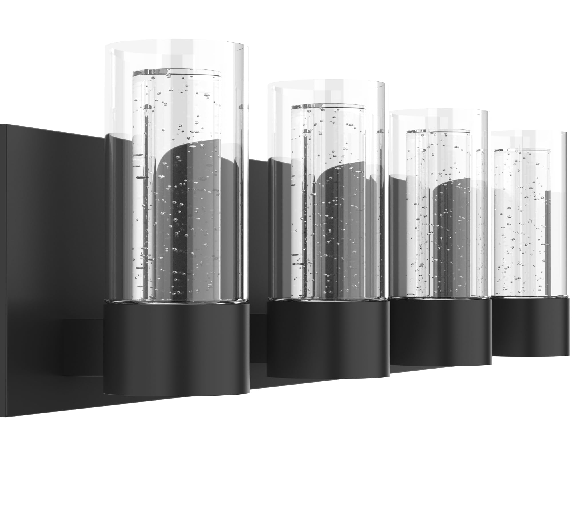 Modern 4-Light Vanity Light Fixture, Integrated Led and Premium Bubble Glass, for Bathroom