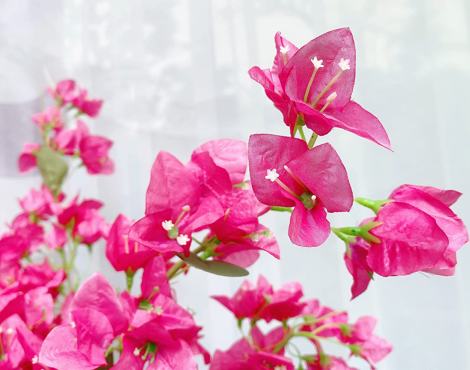 40Pcs in Bulk Artificial Bougainvillea Silk Flowers Branches Long Plant Stems 45"