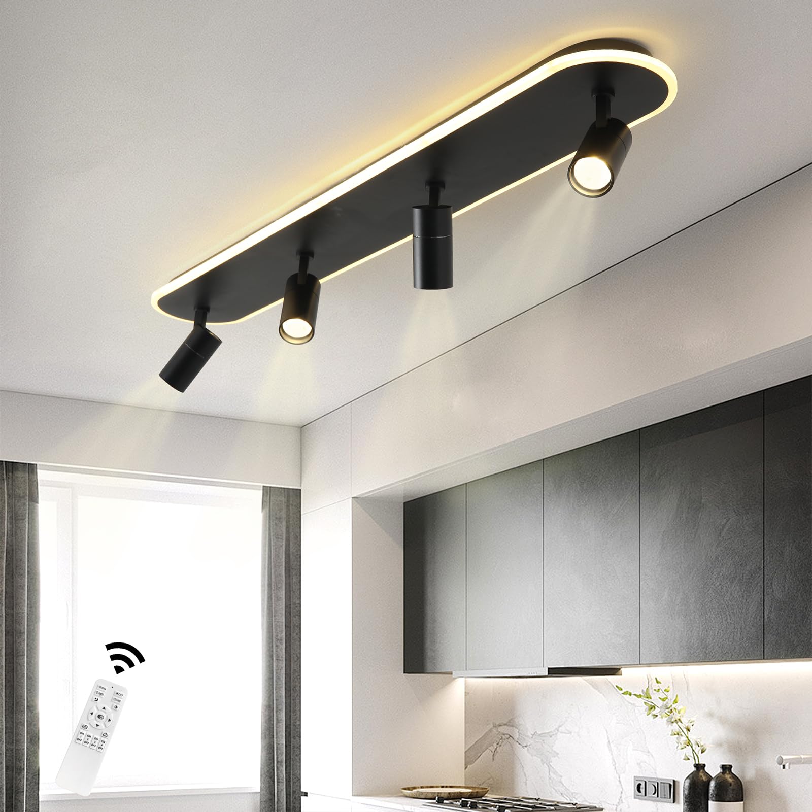 Track Lighting Fixtures Ceiling, 58W Adjustable Ceiling Spotlights with Remote