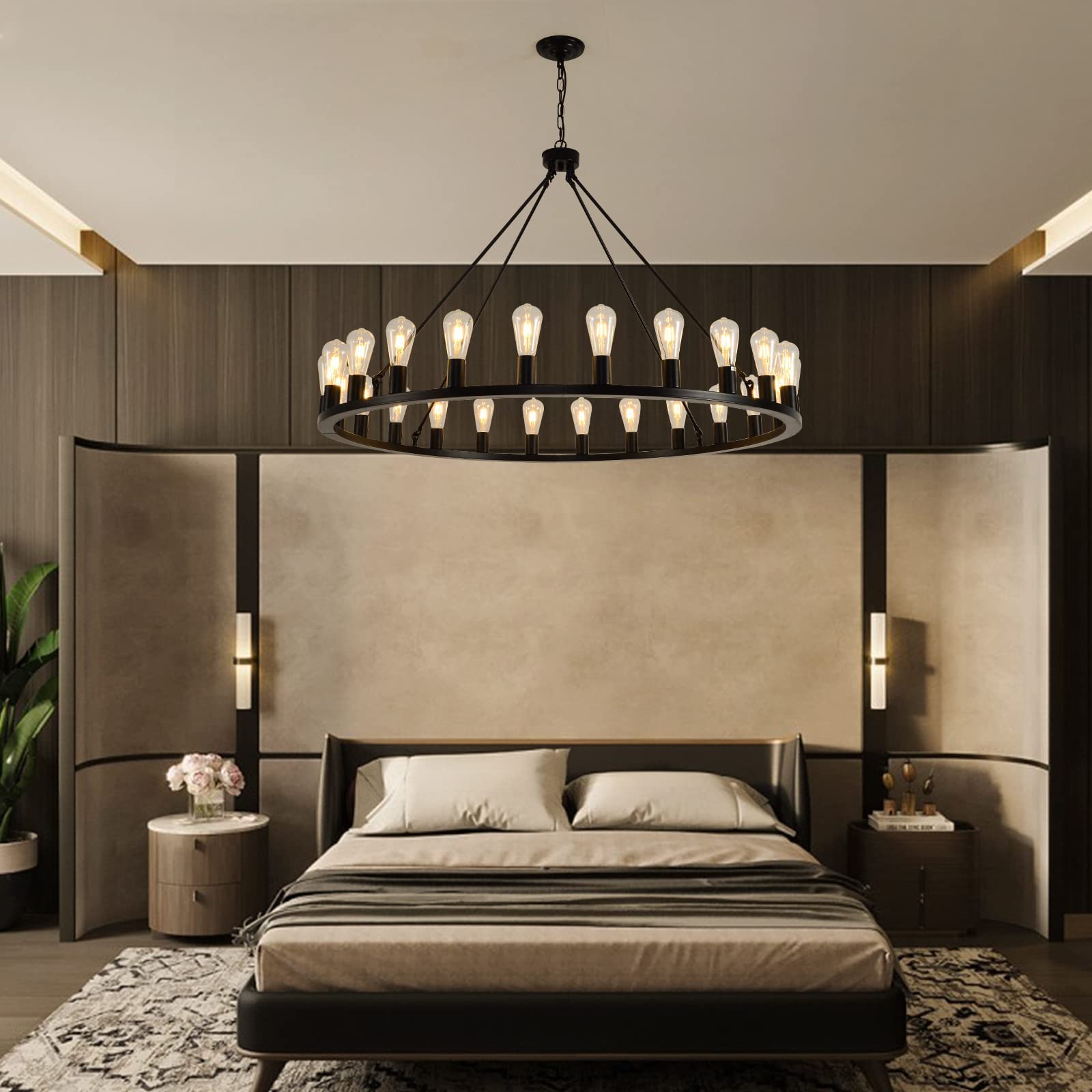 Wagon Wheel Chandelier 24-Light 48-Inch