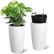 22" Tall Round Planter Set of 2, Self Watering Pots for Indoor Plants, Large Flower
