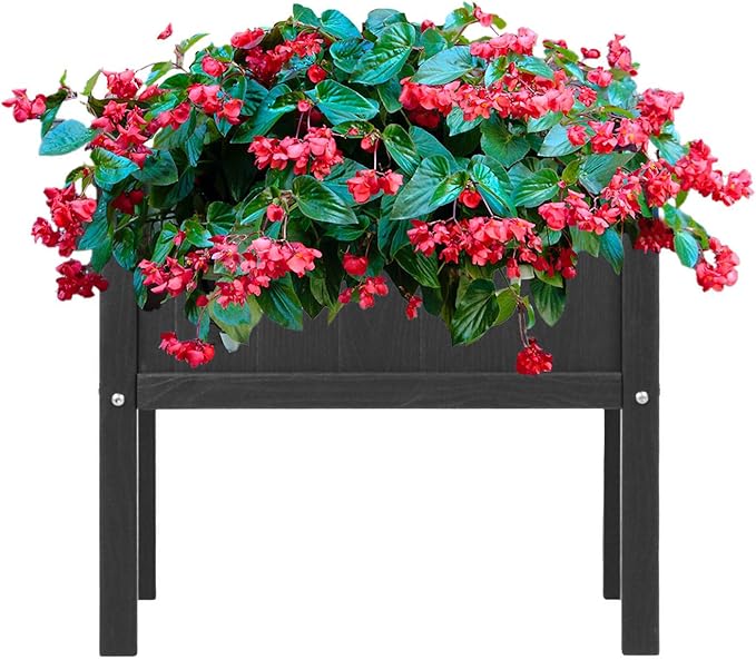 Raised Garden Bed with Drainage Hole Waterproof HDPE Elevated Planter Box