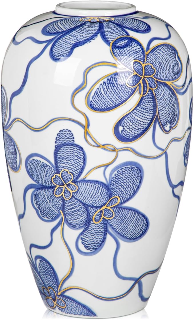 Blue and White Ceramic Vase for Home Decor – Hand-Painted Porcelain Flower Vase