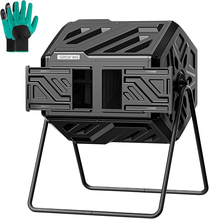 Updated 43 Gallon Compost Bin Outdoor, Fast Assemble Tumbling Composter