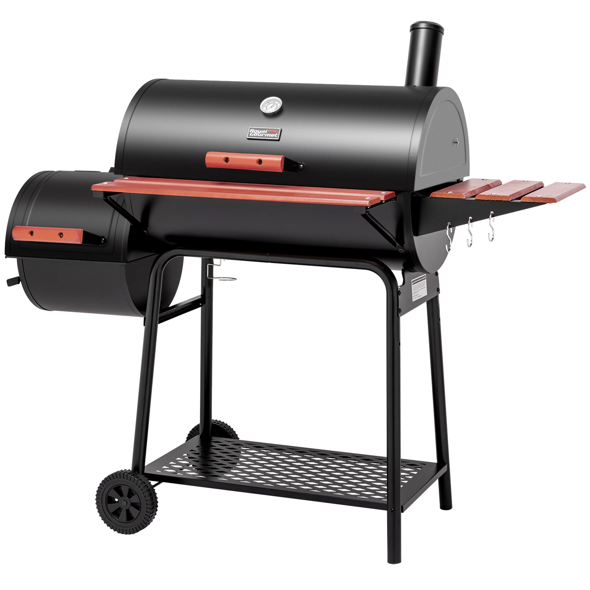 CC1830W 30-Inch Charcoal Grill with Offset Smoker and Wood-Painted Side Table