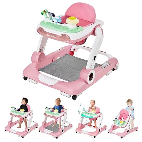Baby Walker with Wheels,5-in-1 Baby Activity Center with Removable Toys