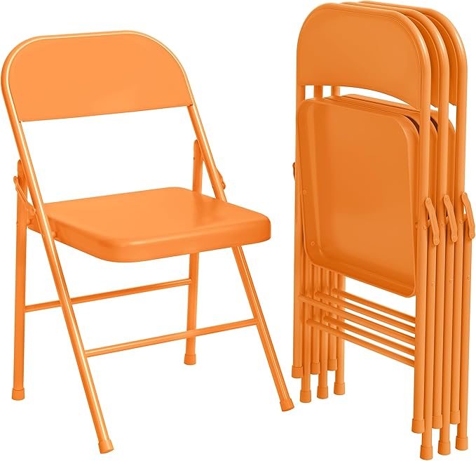 Folding Chairs Set of 4, Foldable Chairs with Metal Frame Hold Up to 350 Pounds