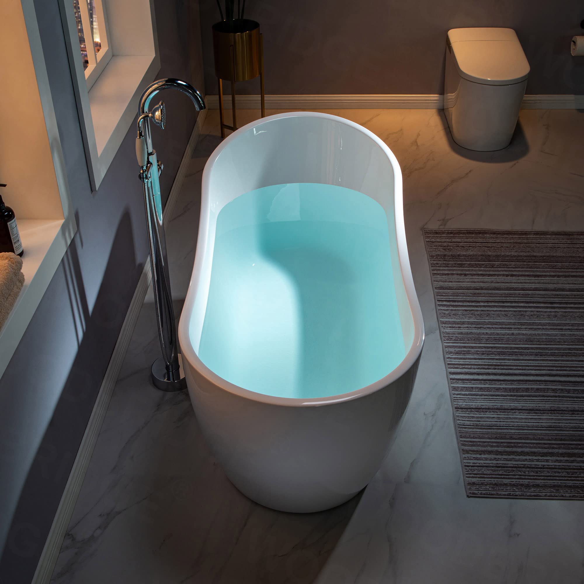 59" Acrylic Freestanding Bathtub Contemporary Soaking White Tub