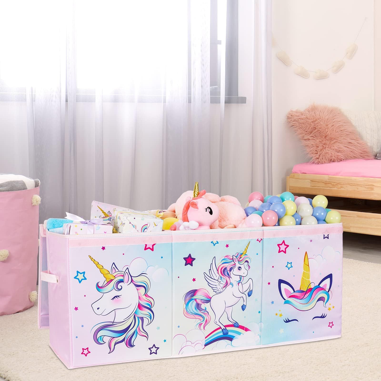 Extra Large Toy Chest - Unicorn Toy Box Chest Organizer with Flip-Top Lid Collapsible Sturdy