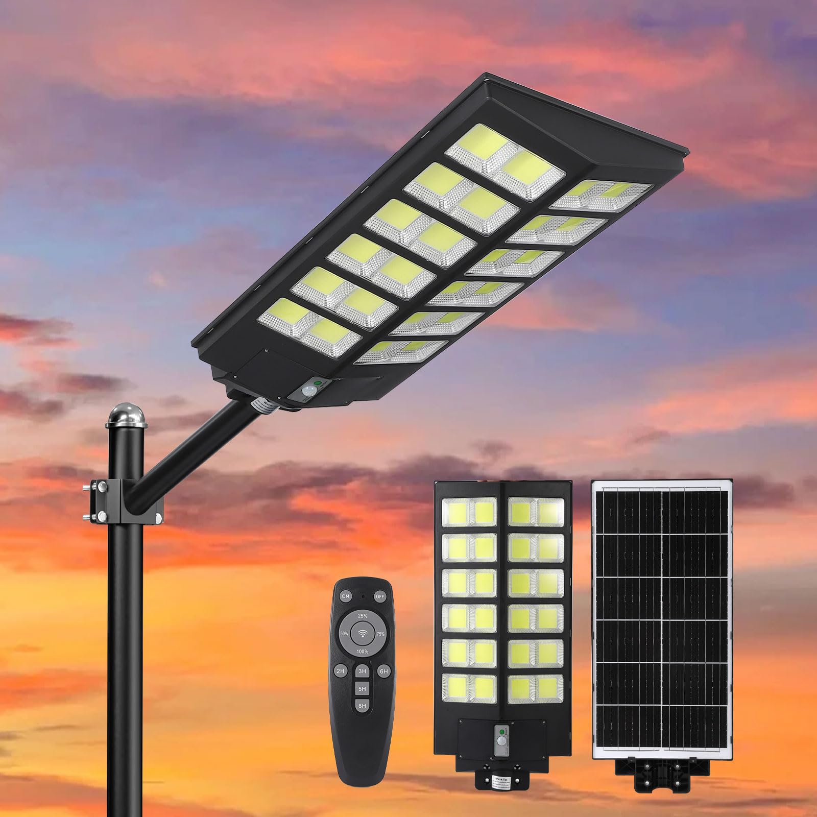 5000W Solar Street Lights Outdoor, Wide Angle Solar Lights Motion Sensor, 7000K