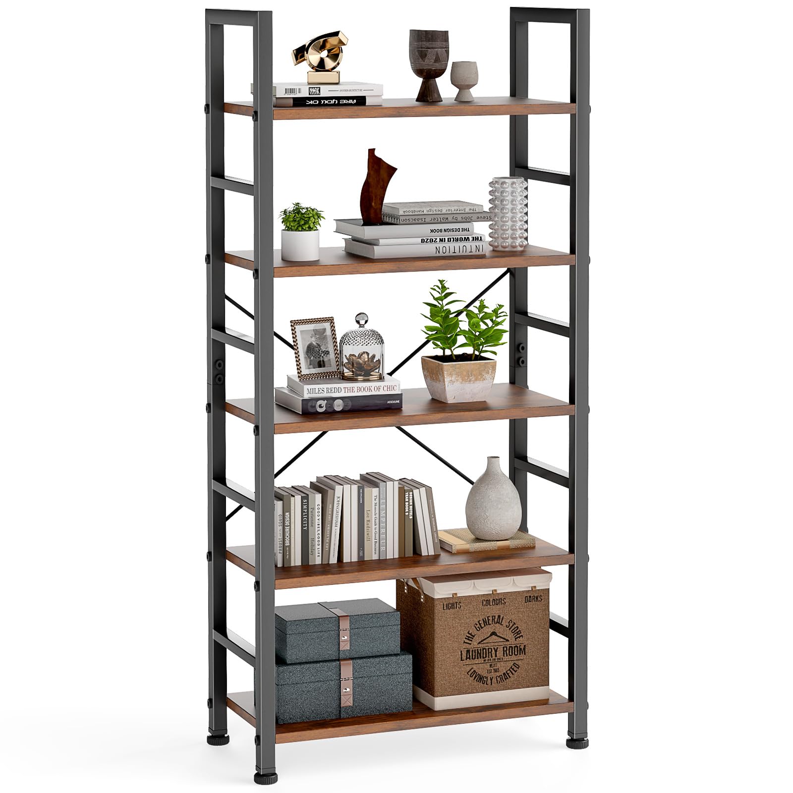 5 Tiers Bookshelf, Classical Modern Book Shelf