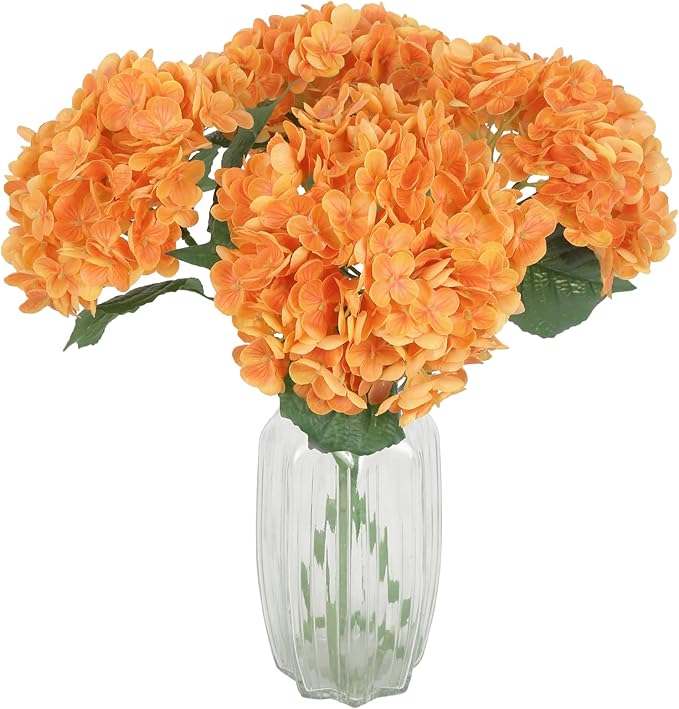 4PCS Real Touch Pink Hydrangea Artificial Flowers 21'' Large Latex Fake Hydrangea