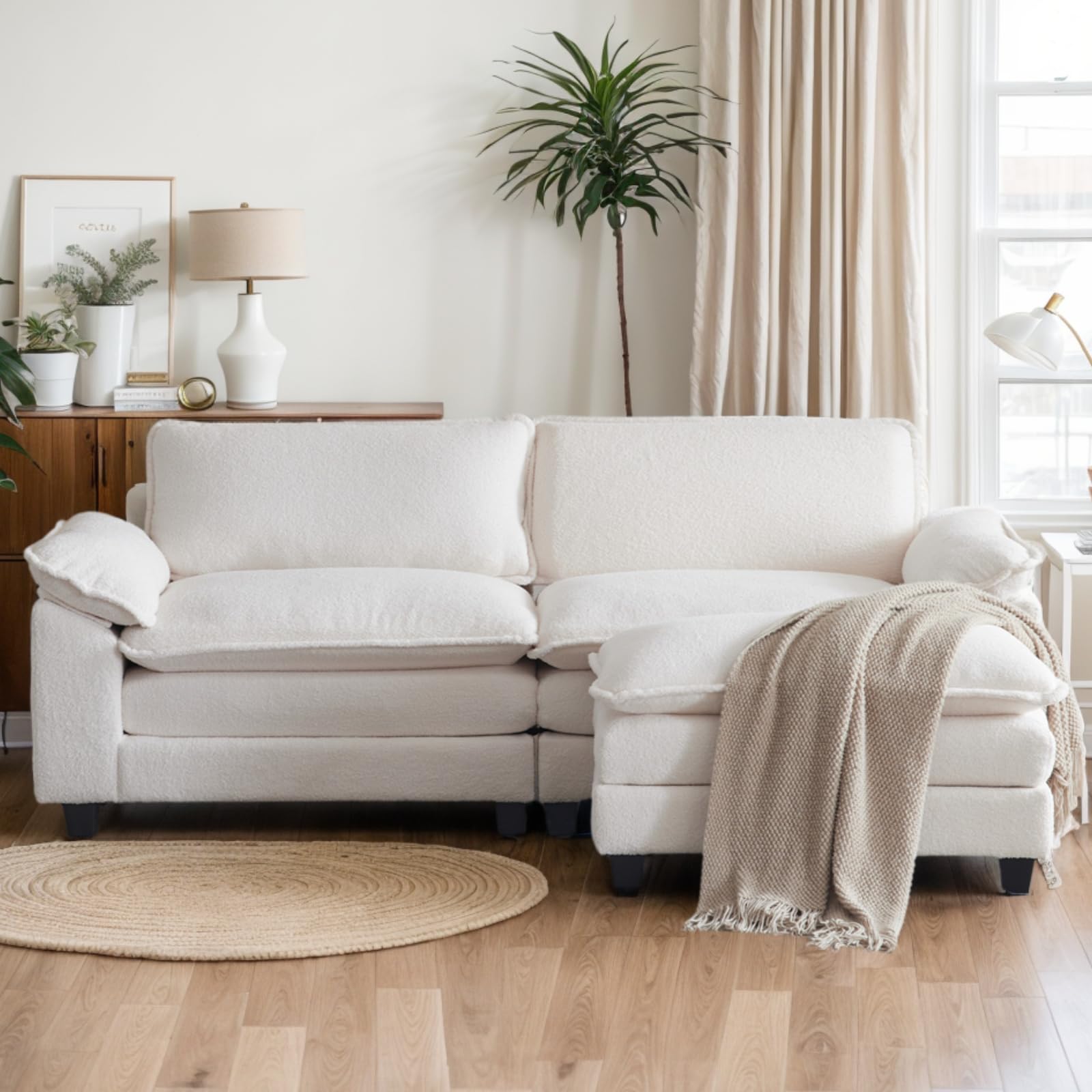 Sectional Sofa Modular Deep Seat Sofa Couch with Ottoman
