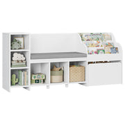 67" Kids Reading Nook with Bench, Kids Bookshelf and Bookcase