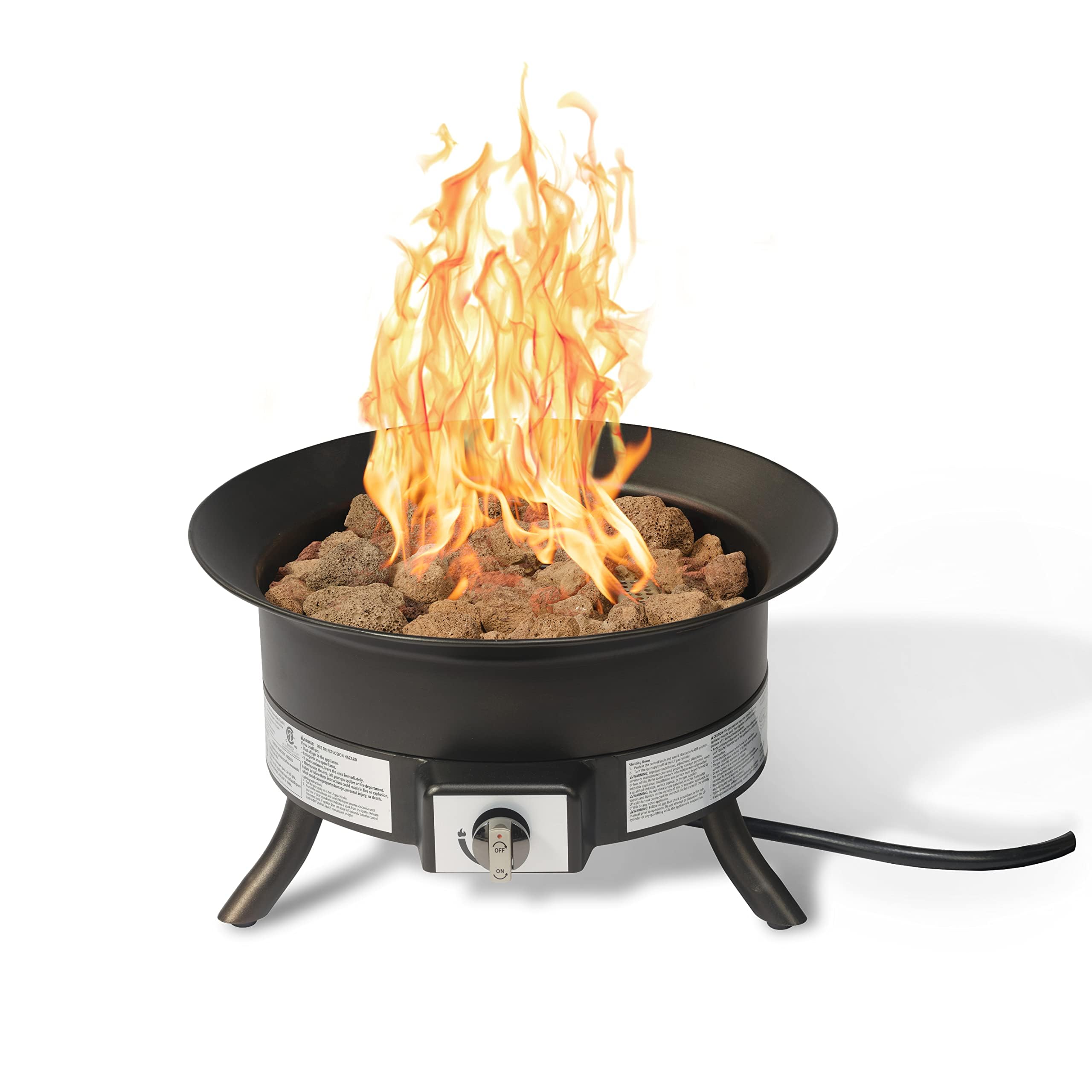 Portable Propane Fire Pit, 19 inch Round Gas for Patio, 55,000 BTU Carry Strap