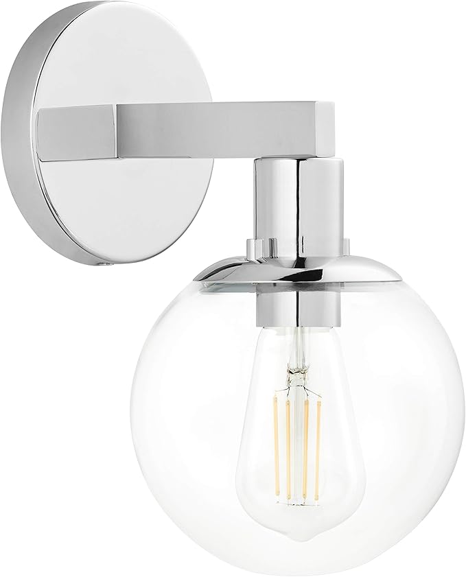 Glass Globe Brushed Nickel Wall Sconce Lighting Sferra Mid Century Modern Sconces