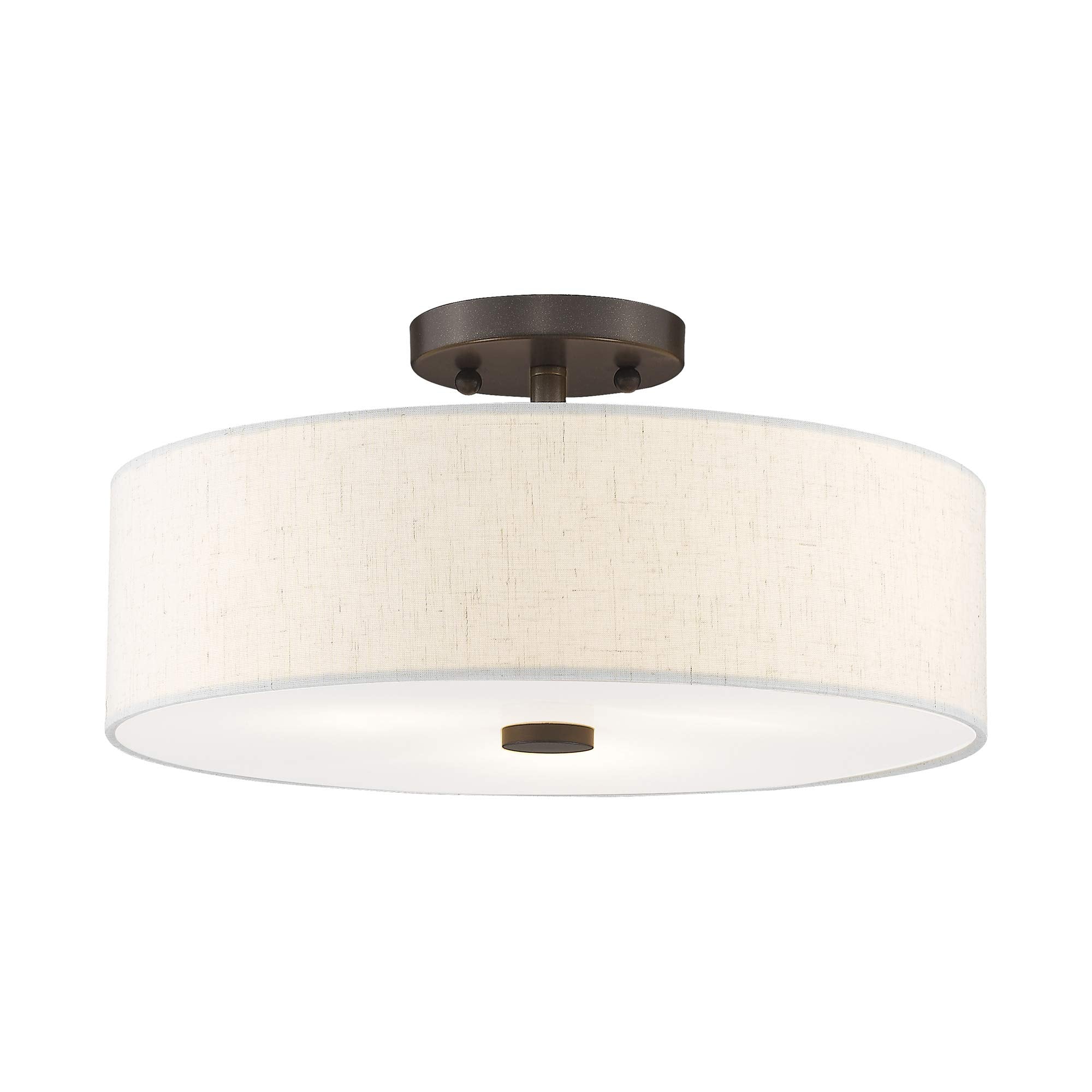 Meridian Collection 3-Light Semi Flush Mount Ceiling Fixture with Oatmeal Color