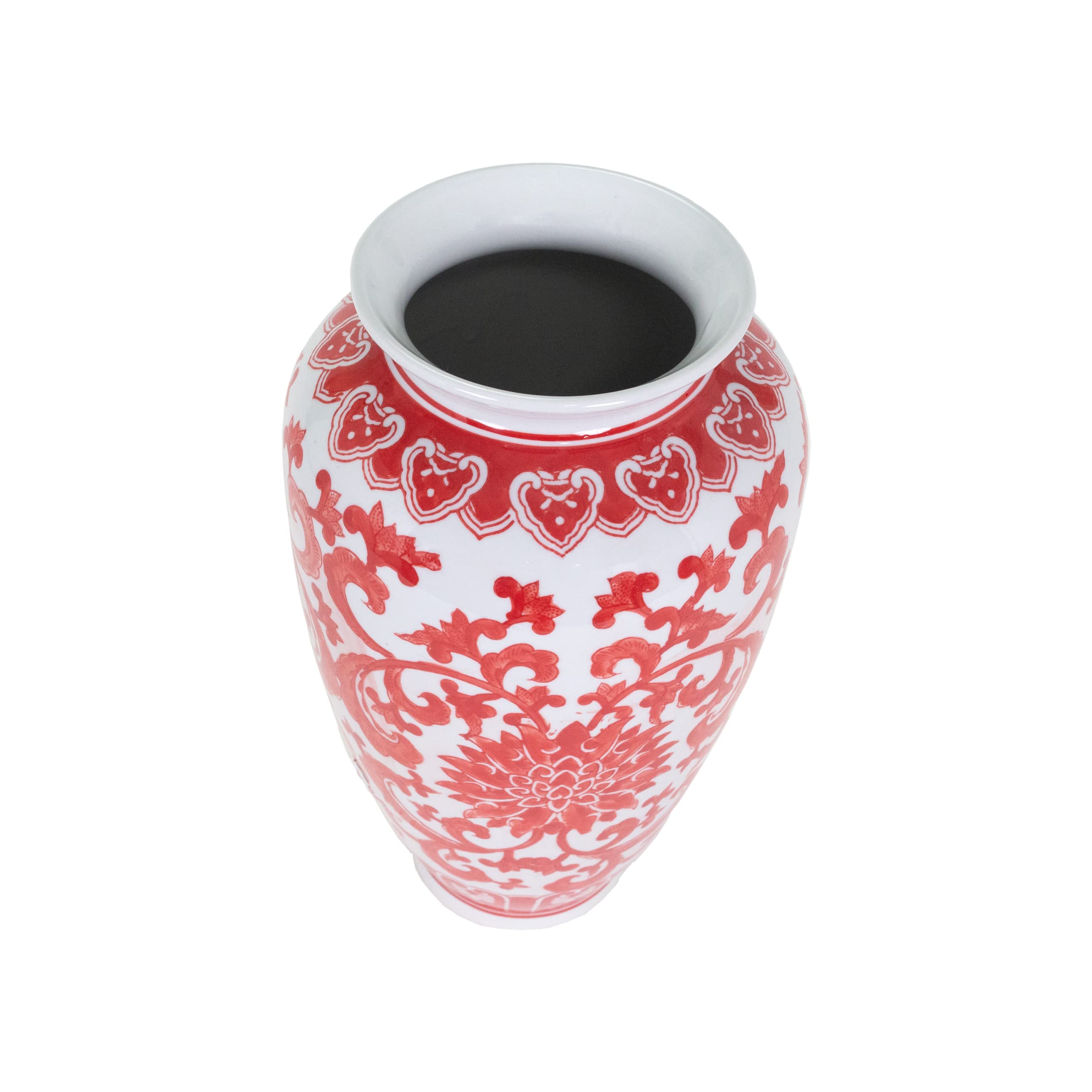Luden Vase in Red and White, 8”D x 15” H