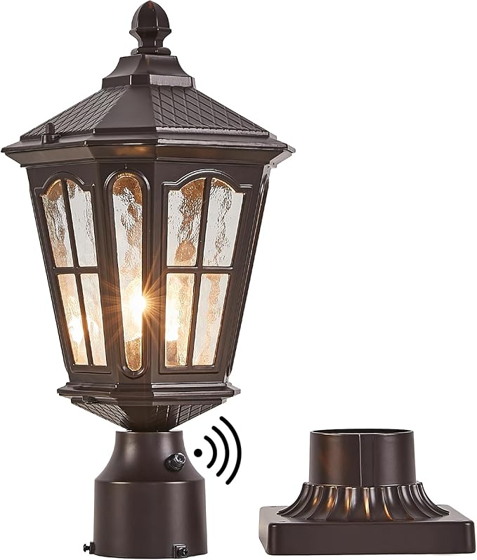 Lamp Post Light with 3-Inch Pier Mount Base, Solar Post Lights Outdoor Classic