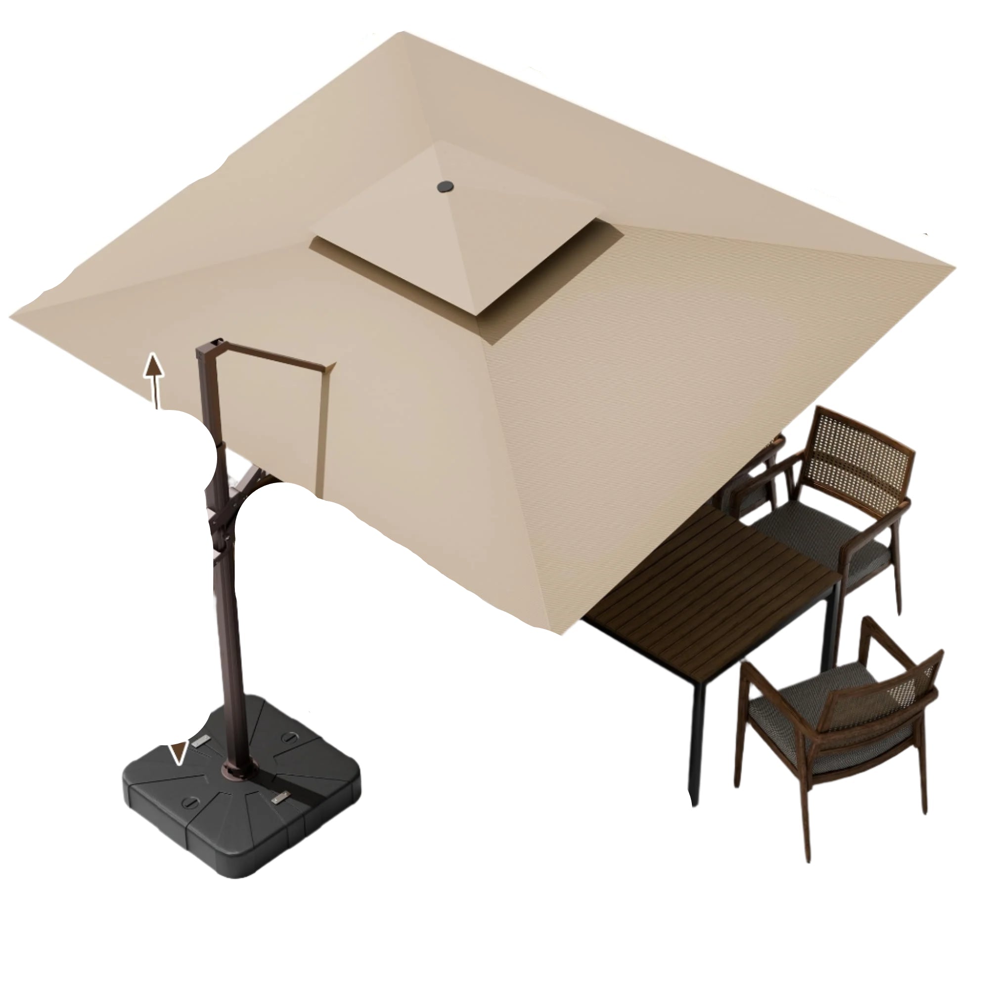 10 X 13 FT Cantilever Outdoor Patio Umbrella with Led Lights Large Heavy Duty 360°