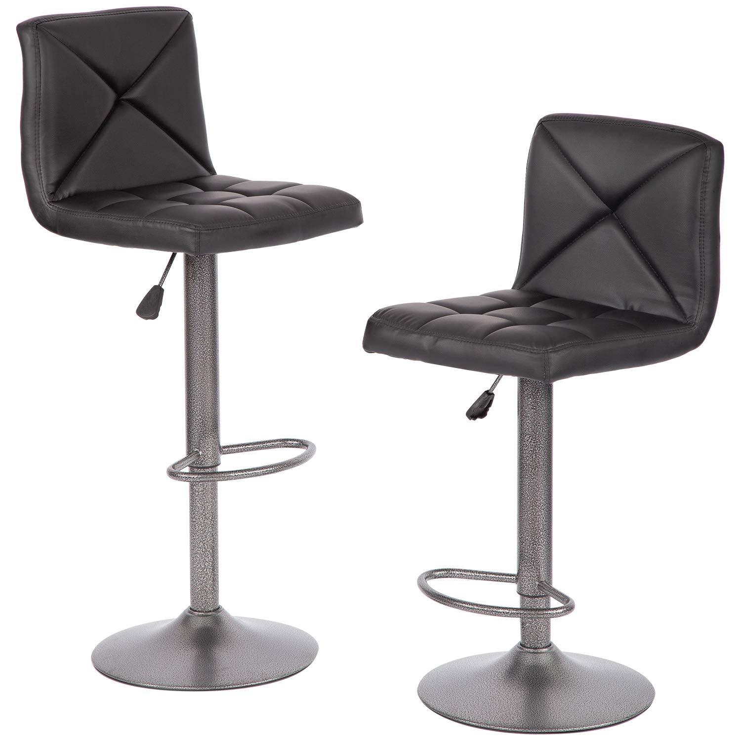 Counter Modern Swivel Barstool with Back Height Adjustable Square Seat