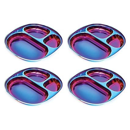 Steel Plates for Kids - Divided Plates for Toddlers, Pediatrician Designed