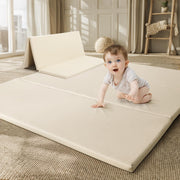 Foam Baby Play Mat: PU Leather Waterproof Kids Playmat - Trifold Floor Mat - Large Play Mat