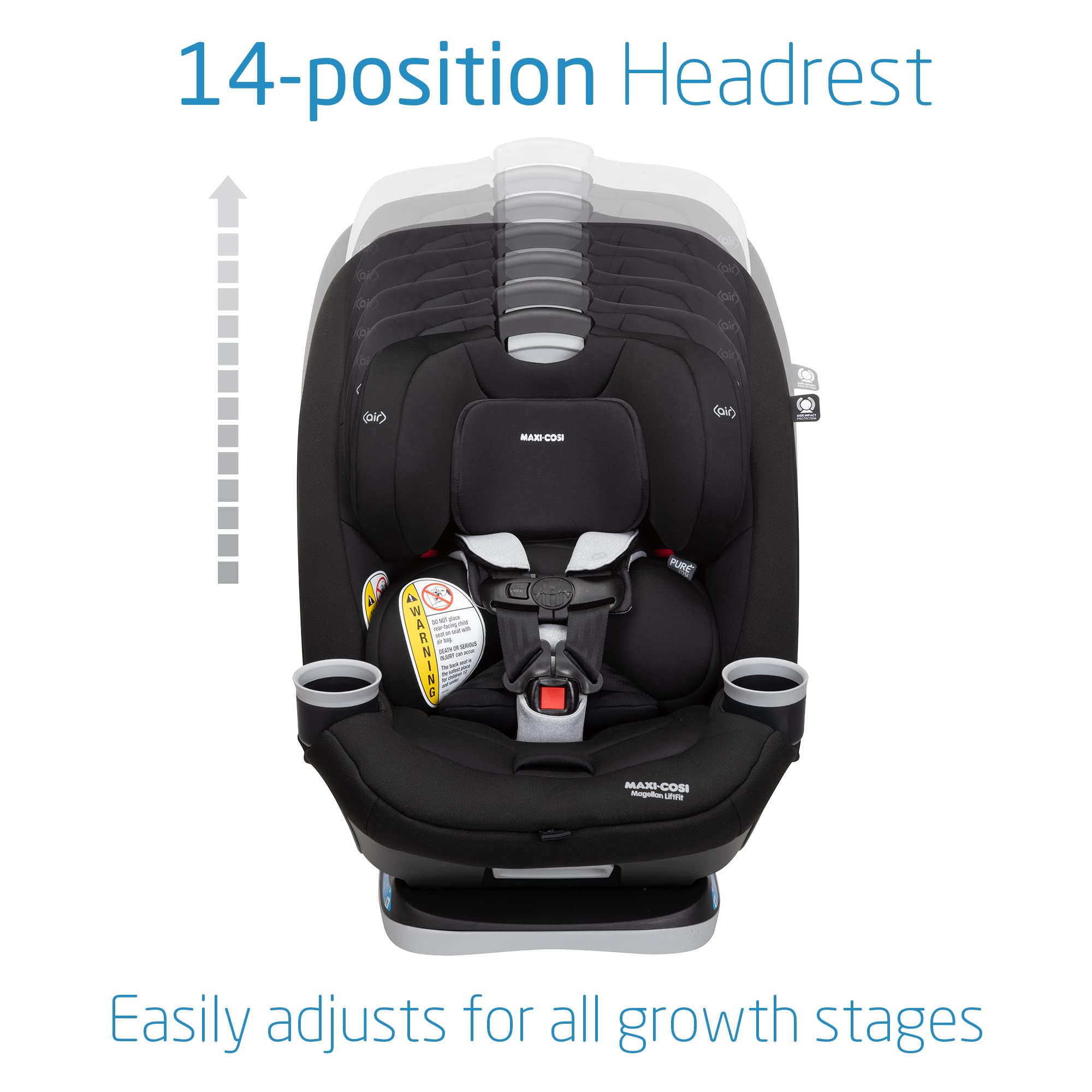 Maxi-Cosi Magellan LiftFit Convertible Car Seat, 5-in-1, Converts from Rear Facing Car Seat to Forward Facing Car Seat and Booster Car Seat, (5-100 lbs), From Birth to 10 Years, Essential Black