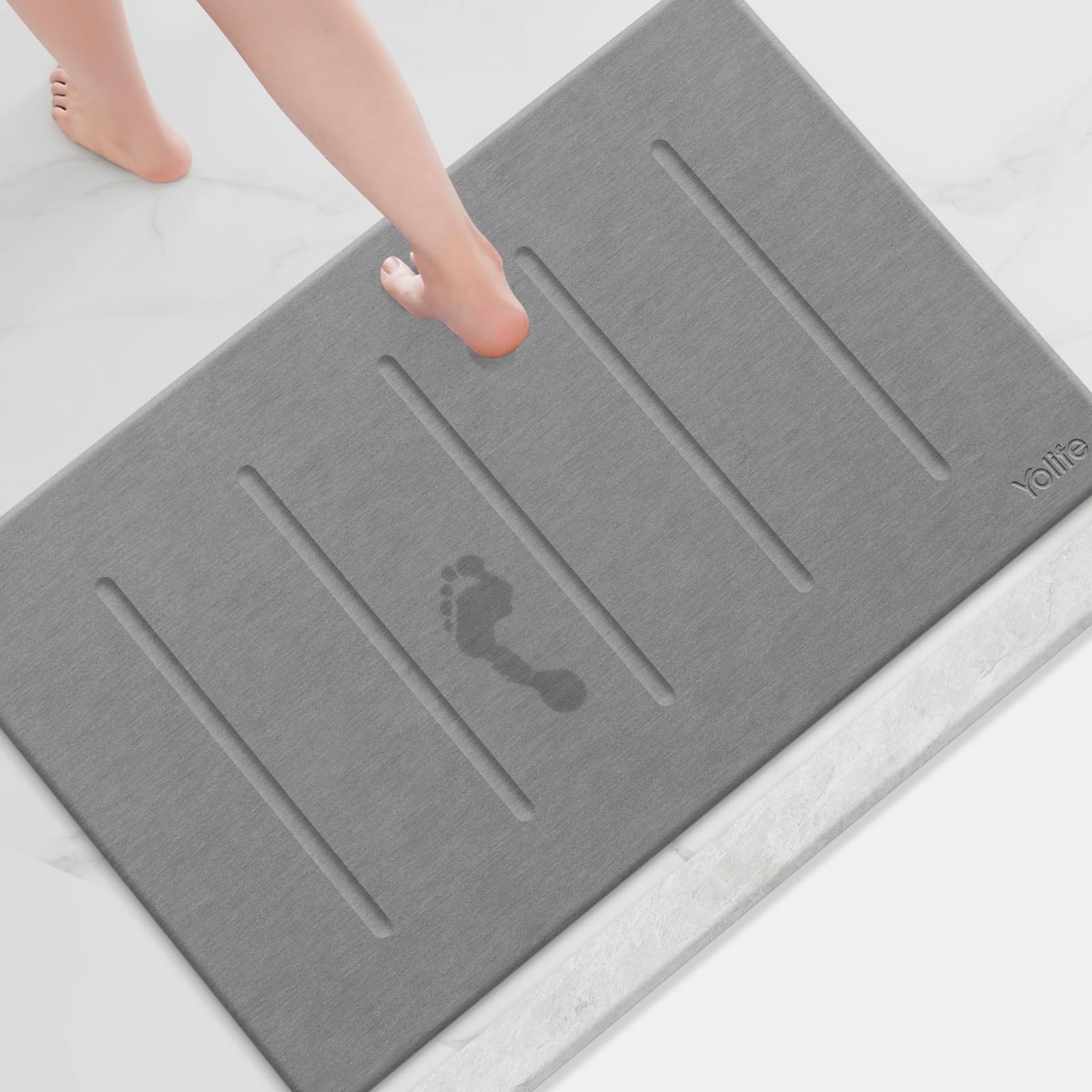 Stone Bath Mat Large, 32" x 20" Diatomaceous Earth Bath Mat for Bathroom