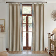 Cotton Linen Solid Colour Curtains, Beige Pinch Pleat Curtains