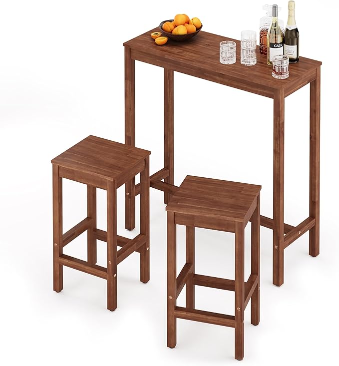 45 inch Bar Table and Chairs Set, Rectangular Counter Height Table Set