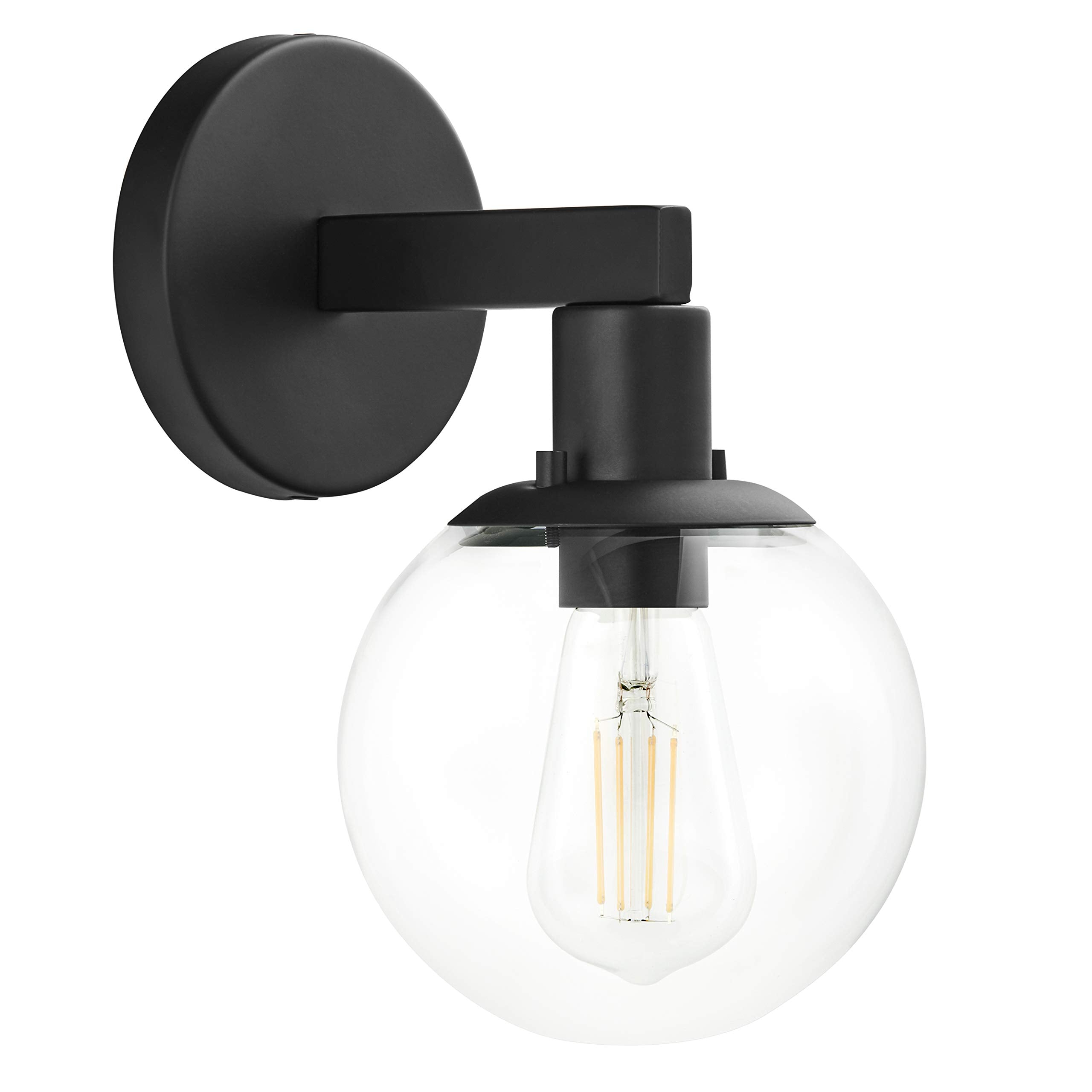 Glass Globe Matte Black Wall Sconce Lighting Sferra Mid Century Modern Sconces Wall
