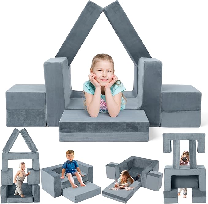 Kids Couch Sofa, 7 Pcs Modular Toddler Couch