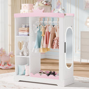 Kids Closet with Jewelry Cabinet, Dress up Storage with Shelves&Mirror, Costumes