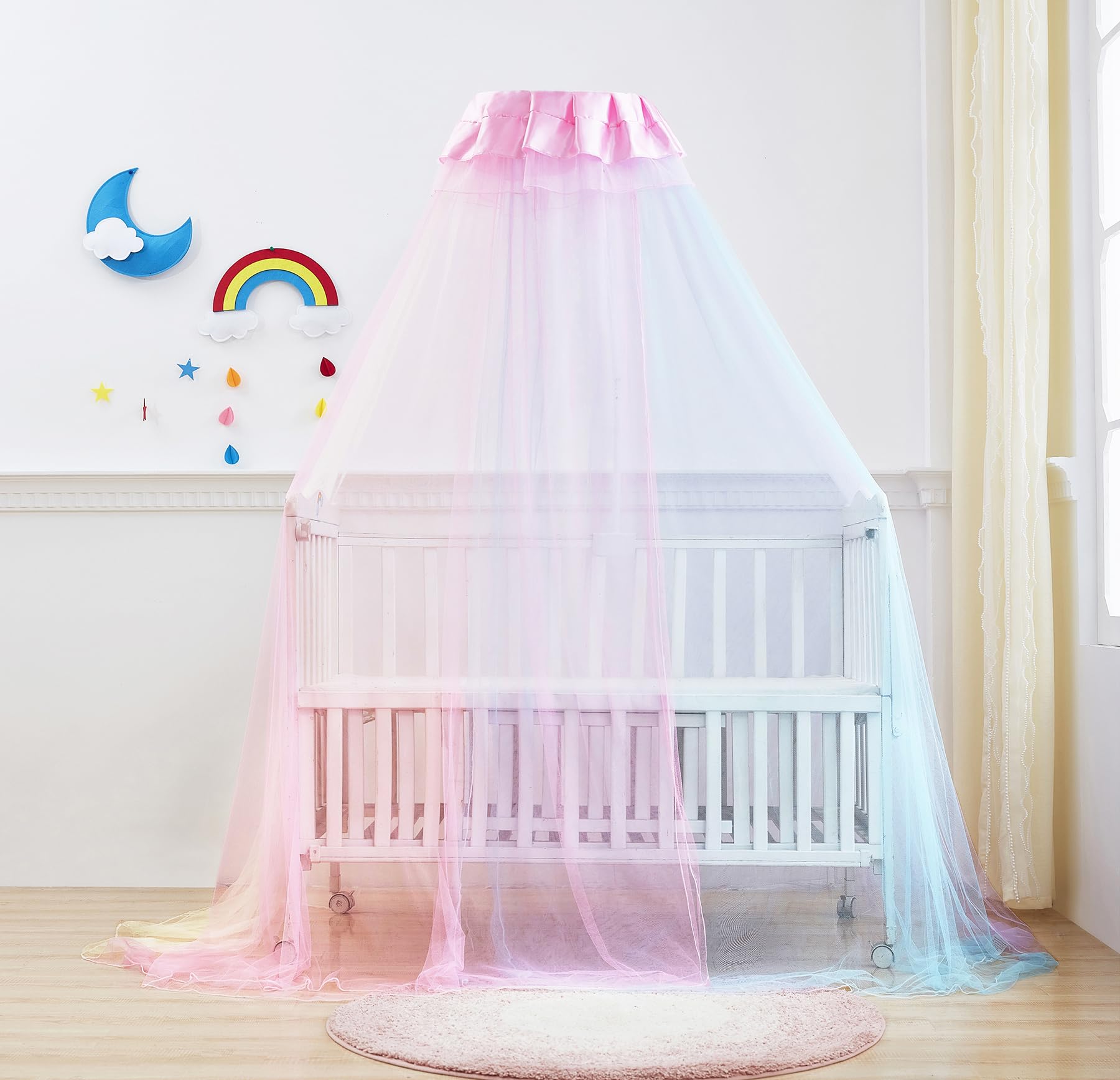 Bed Canopy Crib Canopy Holder Mosquito Net with Canopy Frame,Baby Canopy