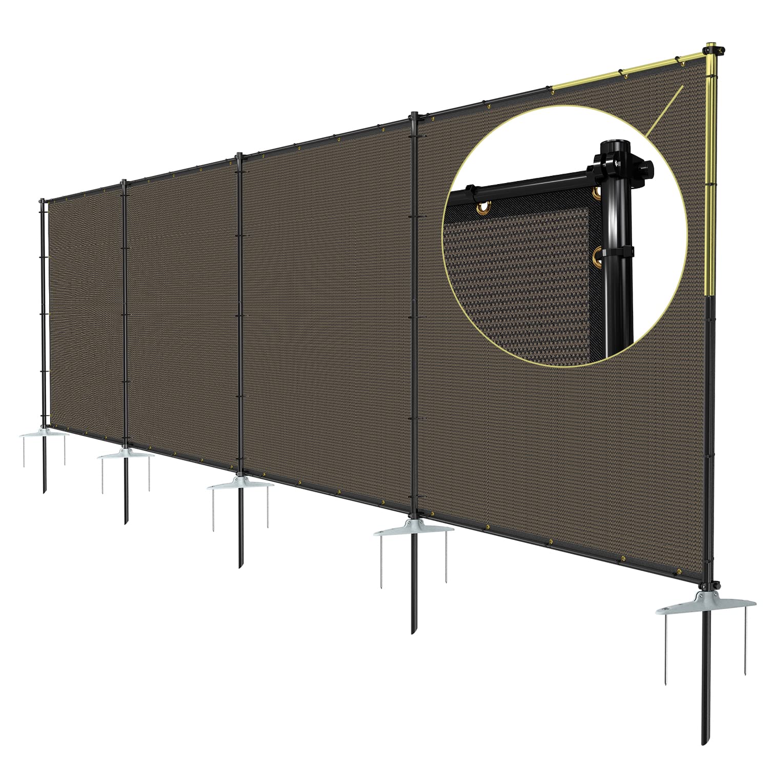 6'x24' Outdoor Privacy Fence FreeStanding Mesh Screen with Iron Poles Staked