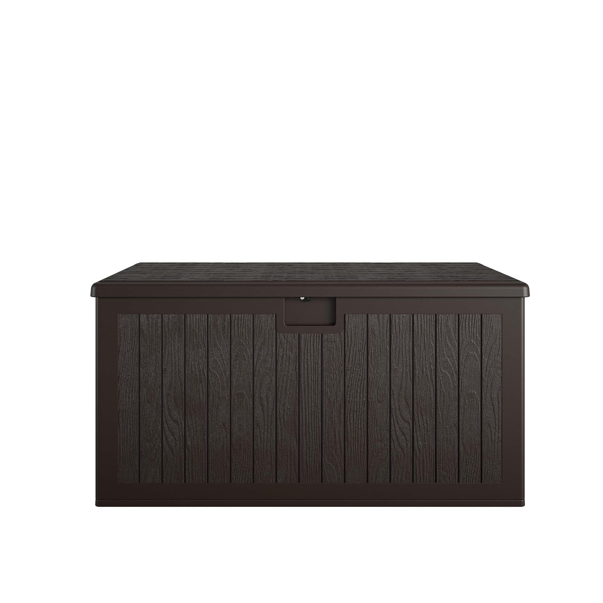 Gallon Outdoor Storage Box with Storage Divider, Weather Resistant Resin