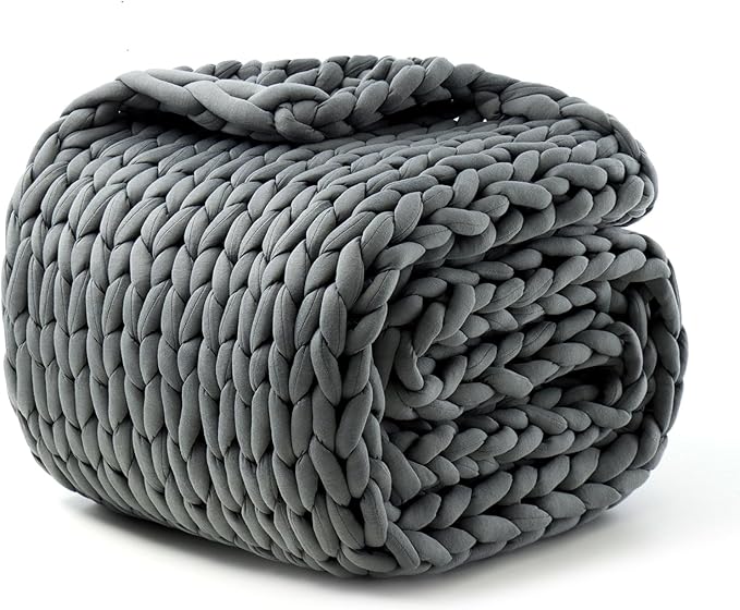 Hand-Knit Weighted Blanket for Adult,Cotton Heavy Blankets