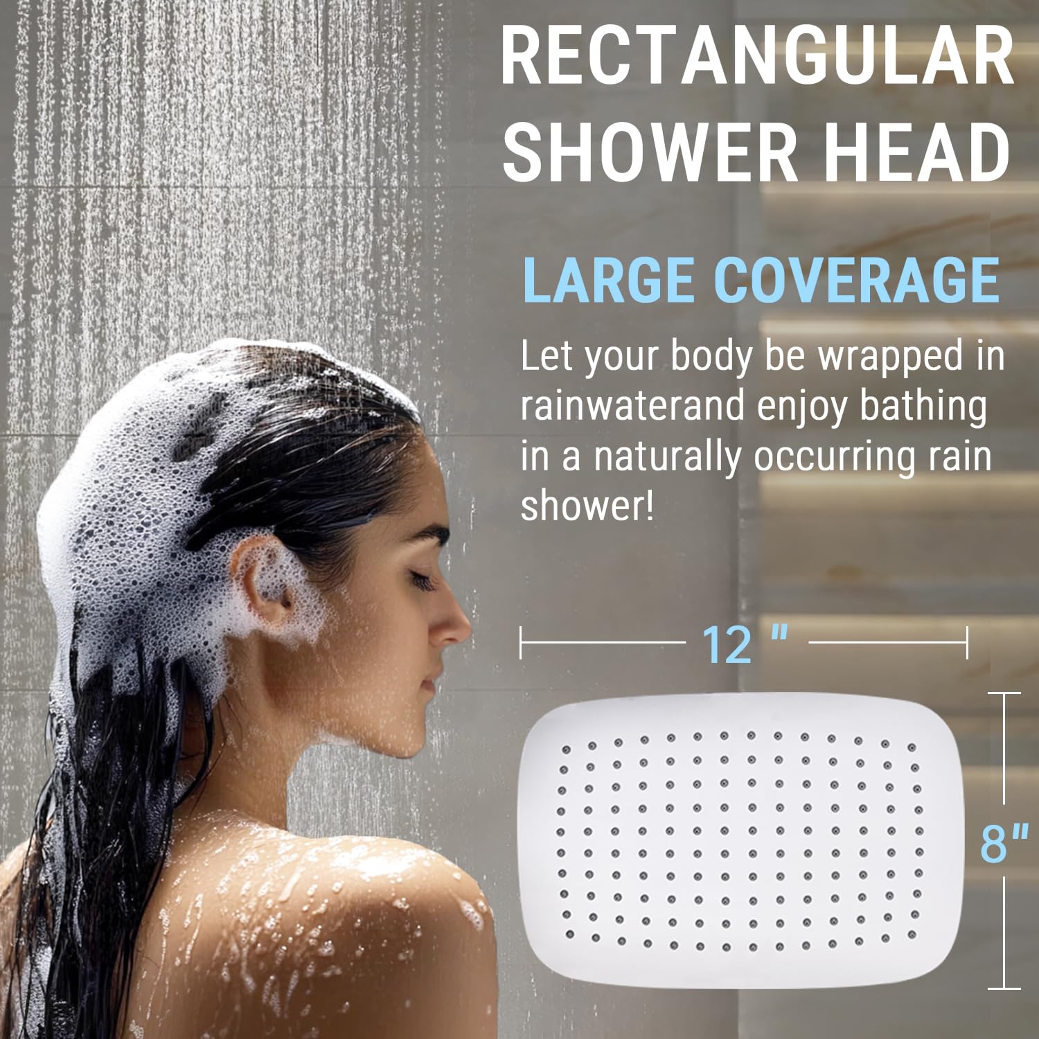 G-Promise 12 Inch Metal Rain Shower Head with Handheld Spray Combo, Massage Fixed and 7+2 Function Handheld Showerhead, Extended Diverter with 12 Inch Extension Arm, Extra Long stainless steels Hose