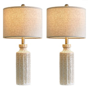 Farmhouse Ceramic Table Lamp Set of 2 for Bedroom Living Room Vintage Traditional