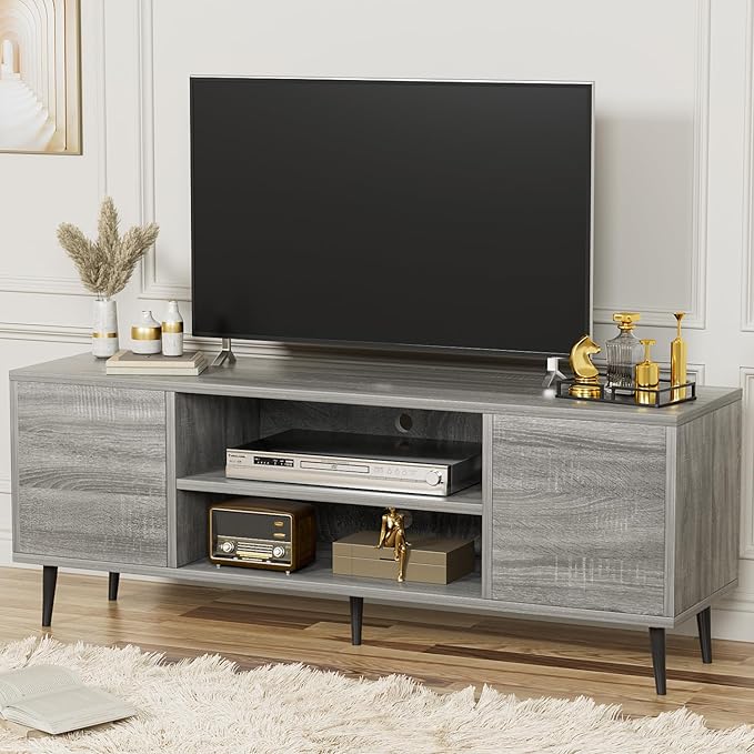 TV Stand for 65" Television, Entertainment Center with Two Storage Cabinets