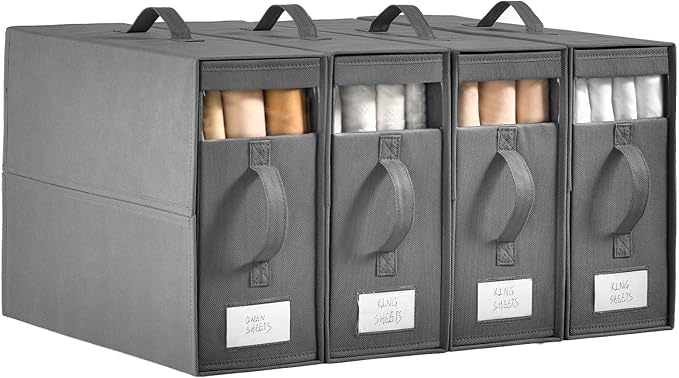 Closet Organizers and Storage, 8 Pack Foldable Bedding Storage for Queen or King