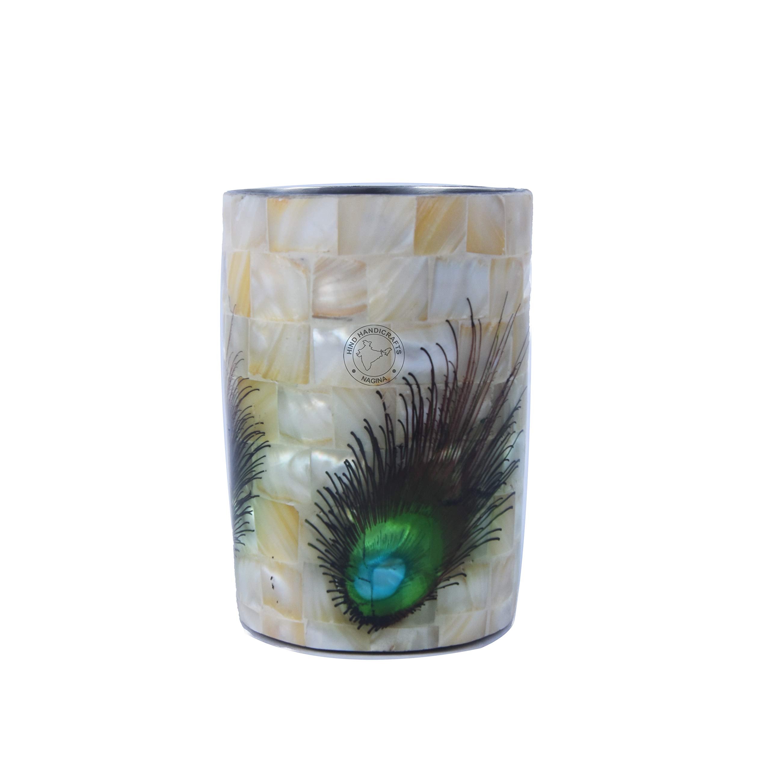 4-Piece Houseware Mother of Pearl & Steel Countertop Hand Liquid Soap/Lotion Dispenser - Toothbrush