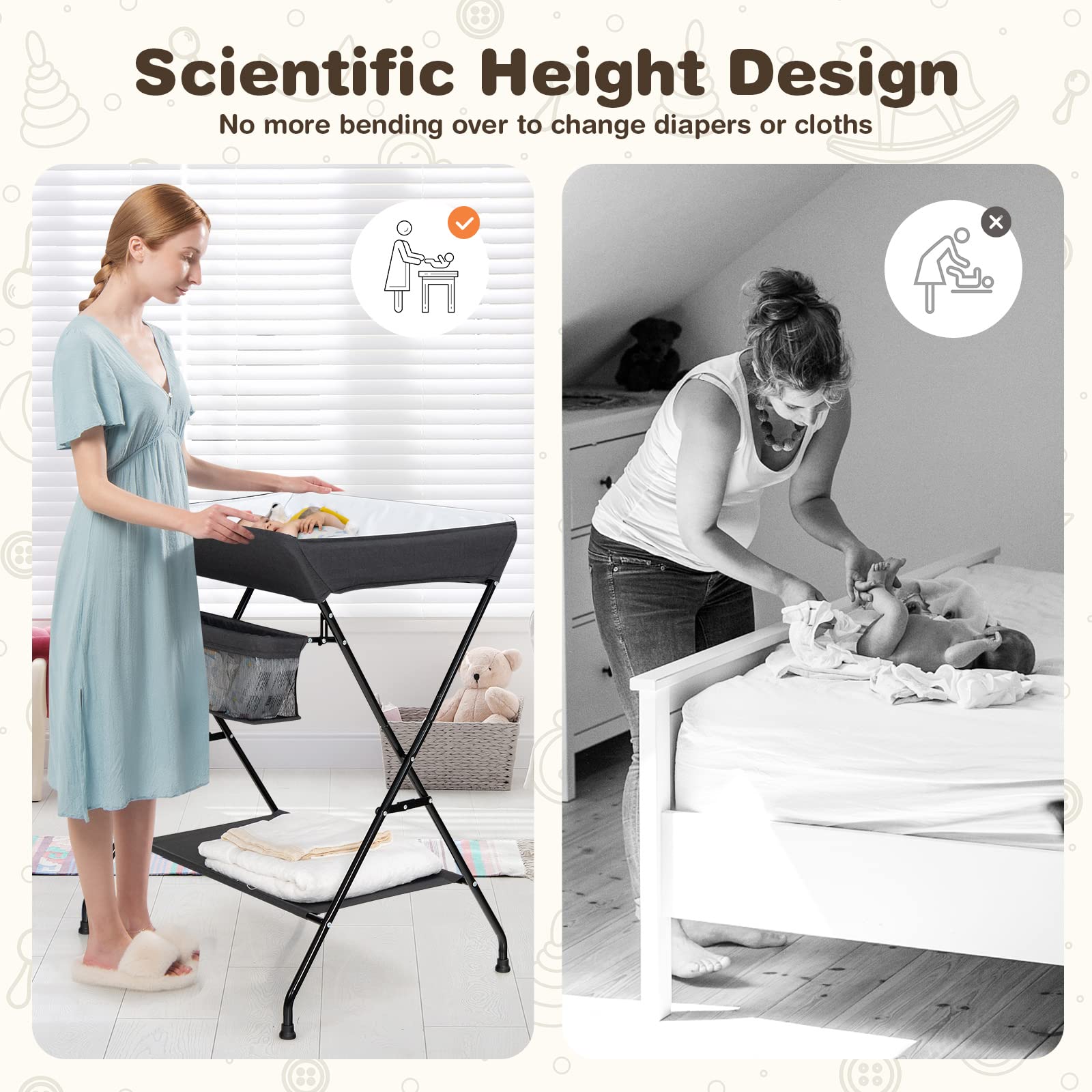 Changing Table, Portable Baby Changing Table Foldable Diaper Changing Station