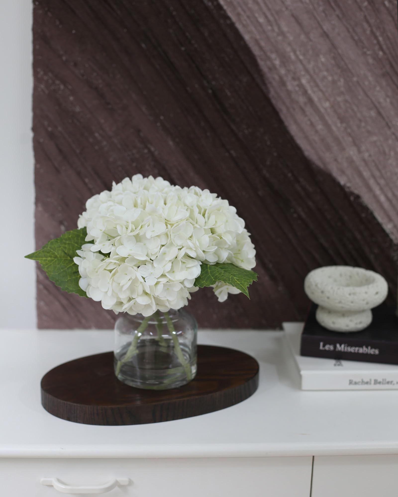 Real Touch Artificial White Hydrangea in Vase for Home Decoration