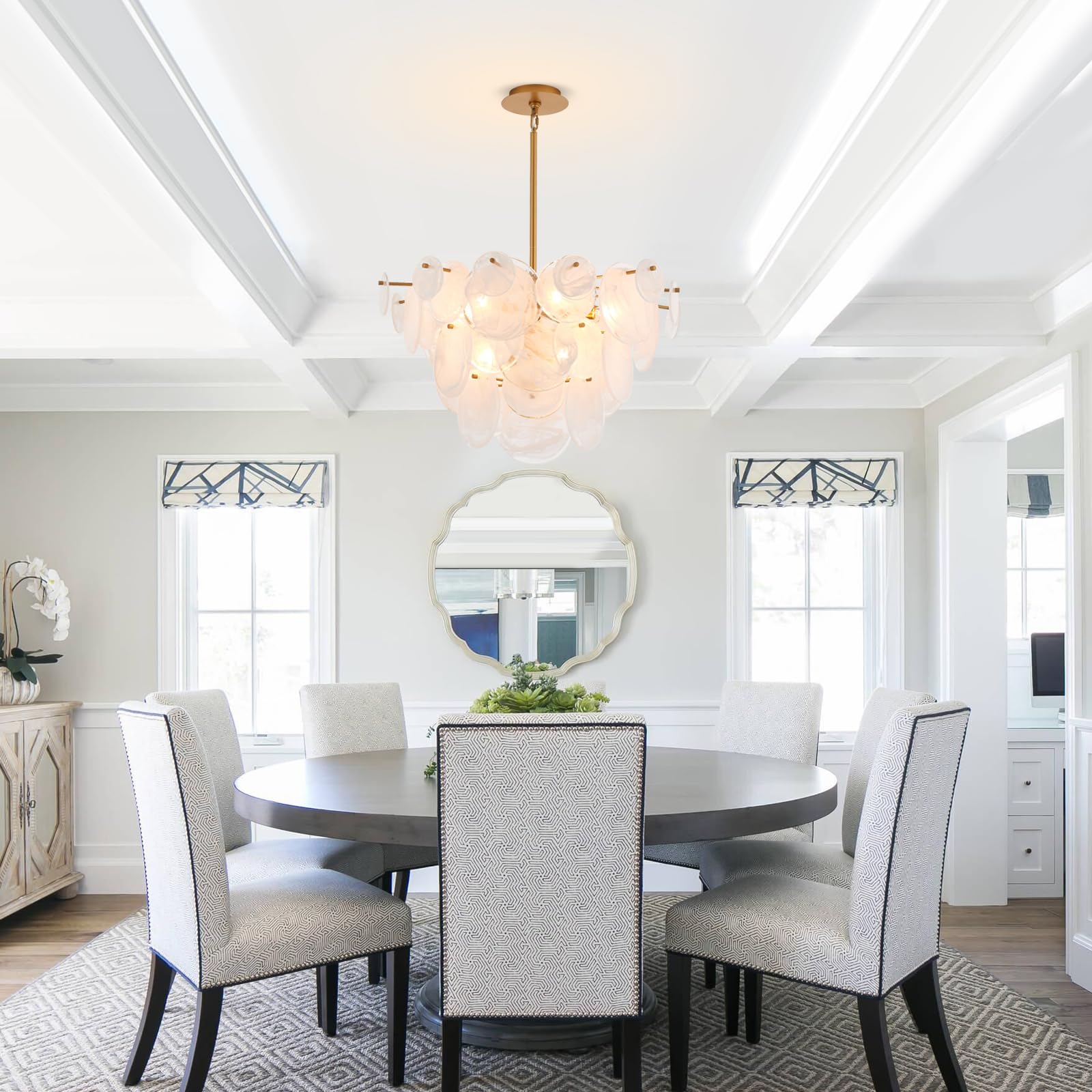 Dia 28 Inch, Modern Glass Chandeliers for Bedroom