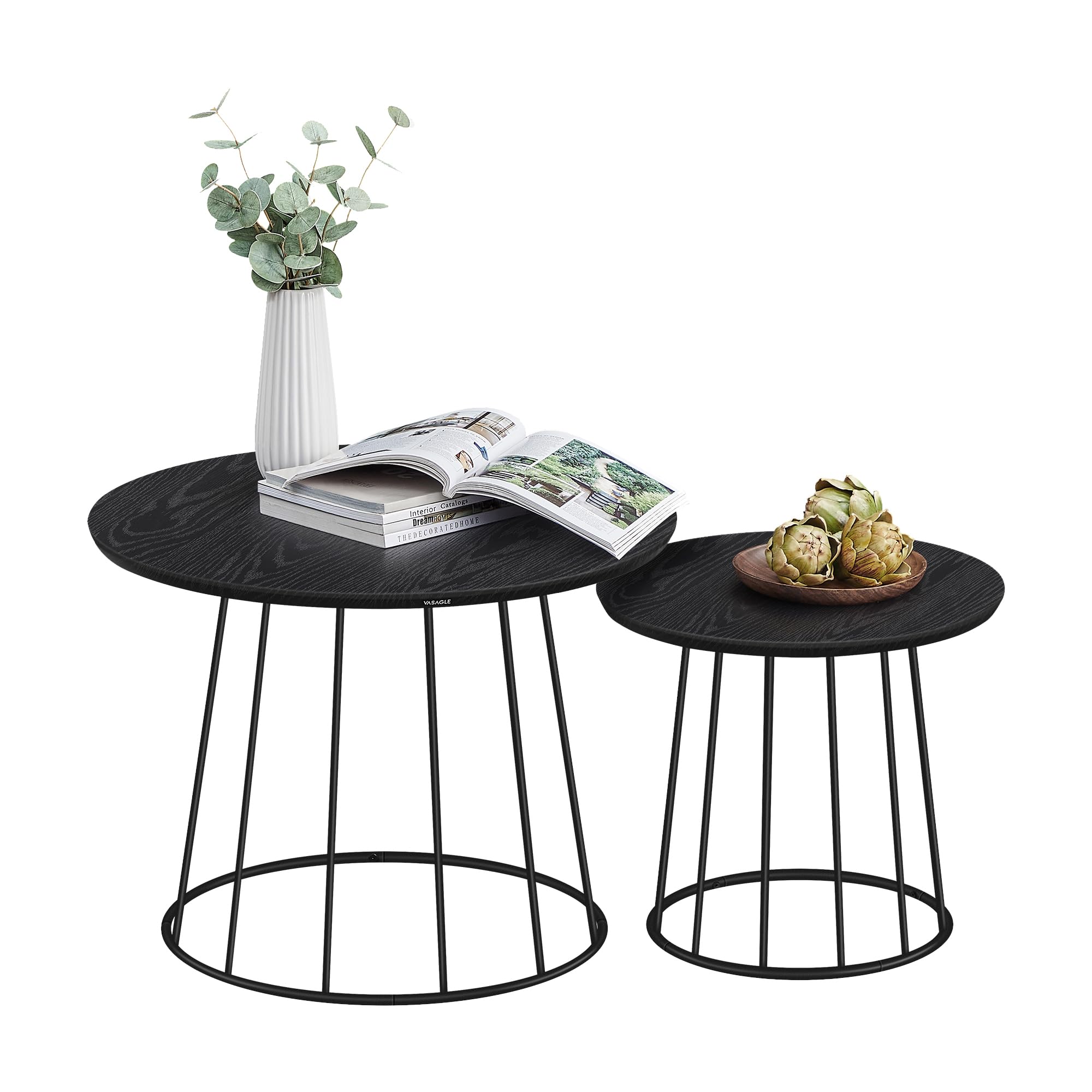 Modern Circle Side Tables with Steel Frame, for Living Room
